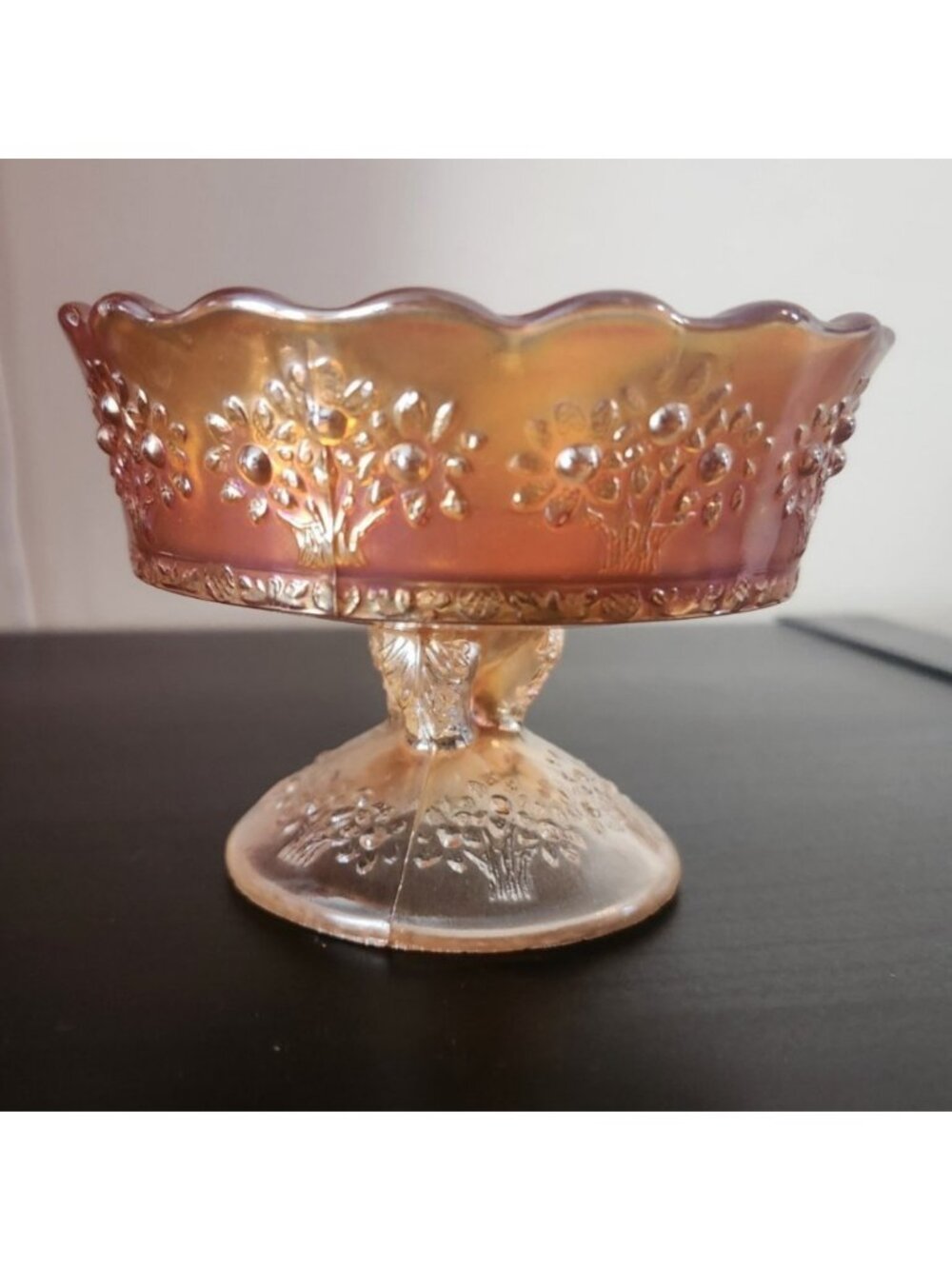 Fenton Orange Tree Marigold Carnival Glass Dish Vintage